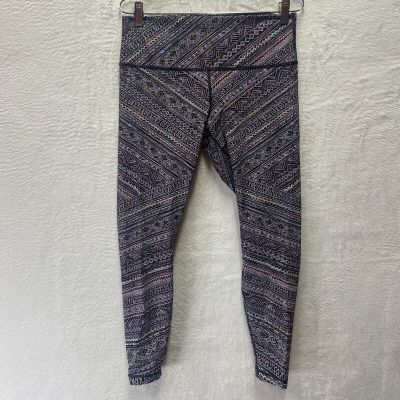 Lululemon Leggings Womens 12 Black Grey Geometric Athletic High-Waist Errands
